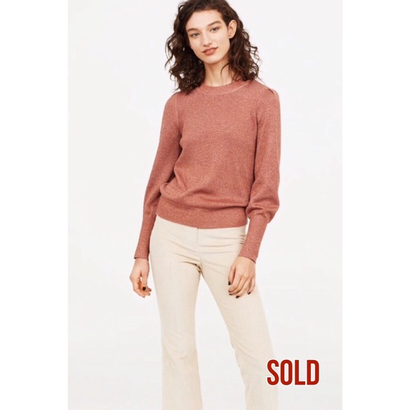NWT Metallic Sparkle Rose Gold Fine Knit Sweater - Picture 1 of 8